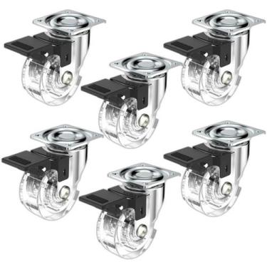 Imagem de (6pçs) Roda C/ Rolamento 50mm C/ Freio Gel 50kg Por Rodizio - SOPRANO