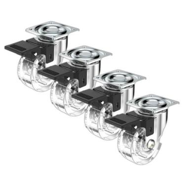 Imagem de (4pçs) Roda C/ Rolamento 50mm C/ Freio Gel 50kg Por Rodízio - SOPRANO