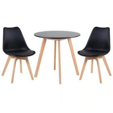 Imagem de Kit - Mesa De Jantar Leda 90 Cm Preto + 2 Cadeiras Estofadas Leda Pret