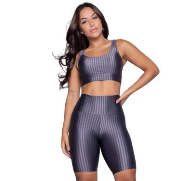 Imagem de Conjunto Top e Bermuda New Zig 3D Bella Fiore Bojo Compressão Academia Treino Moda Fitness-Feminino
