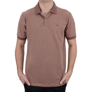 Imagem de Camisa Polo Masculina Ogochi Casual Slim Piquet Marrom - 007-Masculino
