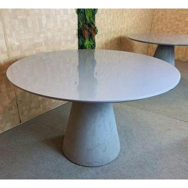 Imagem de Mesa de Jantar Cone 140 cm Cimento Queimado + Vidro 4mm - Personal Dec
