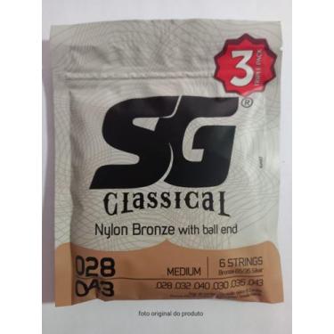 Imagem de Encordoamento SG 028 Violão nylon bronze  tensão média com bolinha kit