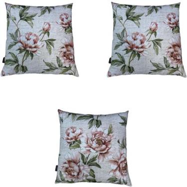 Imagem de Kit 3 Capas de Almofada Impermeável Estampa Digital 100% Algodão Flor 