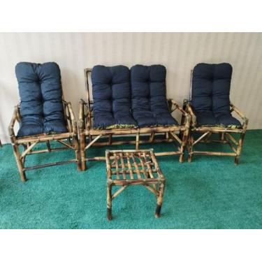 Imagem de Kit Completo Vime Bambu Sofá Poltronas Cadeiras De Fábrica - A Varanda