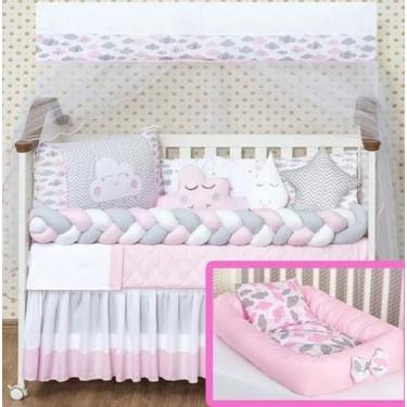 Imagem de Jogo Enxoval Bebe Com Caminha E Almofada Rosa Macio Menina - Beatriz E