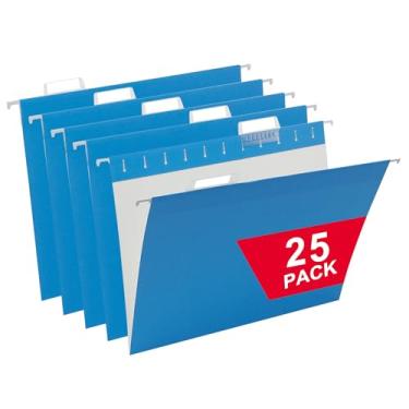 Imagem de VZCPYTPM 25 Pacotes de Pastas de Arquivo Suspensas, Tamanho Carta Azul, 1/5 Abas Ajustáveis para Escritório, Escola, Casa