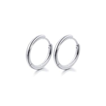 Imagem de INBLUE Conjunto de brincos de argola de aço inoxidável para homens, brincos de cartilagem dourada, pequenos brincos de prata para mulheres, brincos de argola de cartilagem masculinos, brincos de