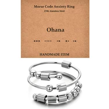 Imagem de Anéis Morse Code para mulheres, anéis giratórios de aço inoxidável anel de inquietação aliviando a ansiedade anéis código morse anéis inspiradores presentes para meninas presentes de formatura de aniversário para suas melhores amigas, Aço Inoxidável, Sem pedras preciosas