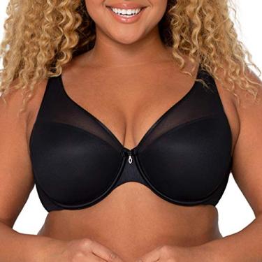 Imagem de Curvy Couture Sutiã feminino sexy de malha transparente plus size, Hue preto, 44G