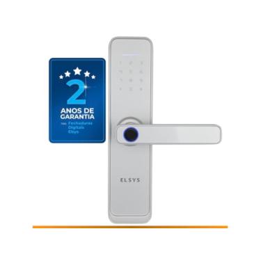 Imagem de Fechadura Digital de Embutir Wi-Fi com Biometria, Elsys, ESF-DE4000B, Prata - Abertura via Biometria, Senha Numérica e Aplicativo