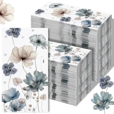 Imagem de Epakh 200 peças de toalhas de convidadas de papel a granel guardanapo floral 2 camadas descartável boho vintage flores guardanapos de jantar aquarela primavera toalha de mão decorativa para banheiro,