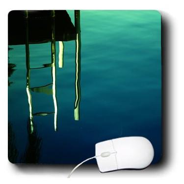 Imagem de 3dRose Mouse pad LLC 20 x 20 x 0,25 polegadas, água verde azul e pilhas de doca refletidas (mp_100721_1)