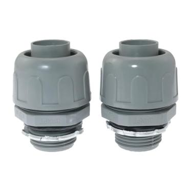 Imagem de RLECS 2 peças conector de mangueira NPT padrão americano 3/10.2 cm conector apertado líquido cinza não metálico conector de conduíte elétrico reto PVC acessórios de conduíte flexível ferramentas de