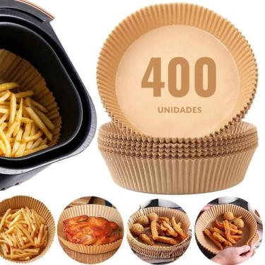 Imagem de Kit 400 Papel Descartável Air Fryer Antiaderente Grande - Novo Século