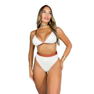 Imagem de Biquíni Hot Pants Cintura Alta Top Com Bojo Removível - Maré Maré, Beg