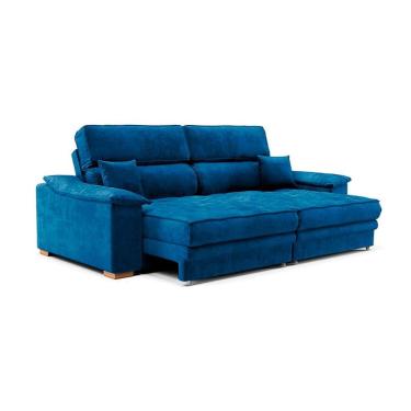 Imagem de Sofá 3 Lugares Retrátil e Reclinável Lupin Velosuede Azul Marinho 180 cm