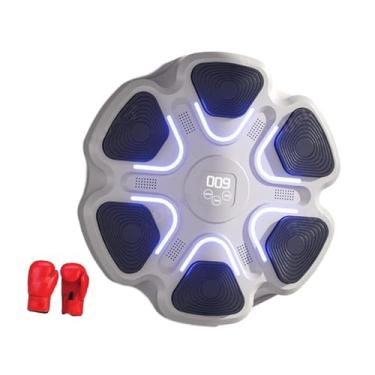 Imagem de UGPLM Máquina de boxe de música inteligente, alvo de parede, treinador de boxe de música -alvo eletrônico Máquina de perfuração para interno, karatê, com Luvas Infantis