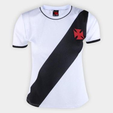 Imagem de Camisa Vasco Braziline Feminina, Branco, Preto, GG