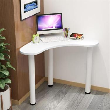 Imagem de Troadia de triângulo, estação de trabalho com compactos compactos multifuncionais, mesa de computador de canto para quarto de casa, mesa de escritório resistente à mesa, azul