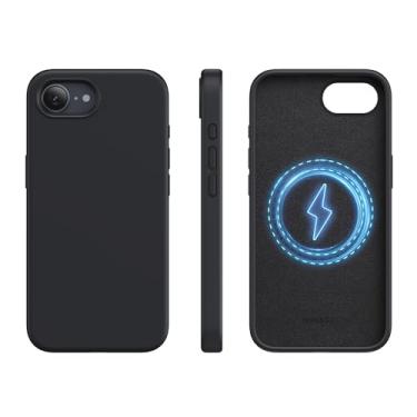 Imagem de NIMASO Capa para iPhone SE 4 compatível com MagSafe, capa de telefone de silicone magnético para iPhone SE 4, proteção de grau militar à prova de choque, 6,1 polegadas, preta