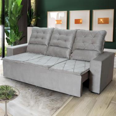 Imagem de Sofá Retrátil Reclinável Europa 1,80m Suede Velut Cinza Com Molas - King House