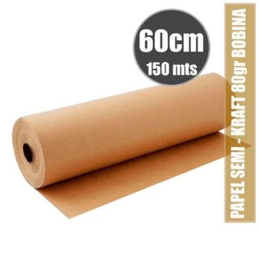 Imagem de Bobina de papel semi kraft 60cm larg por 150mt embrulho, correios, pin