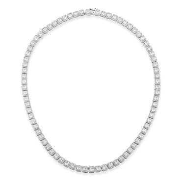 Imagem de Gemsme Colar Halo banhado a ouro branco 18K 4,0 mm zircônia cúbica corte quadrado clássico corrente de tênis para mulheres e homens 16/18/20 polegadas, 20 Inch, Banhado a ouro branco, Zircônia cúbica