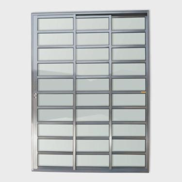 Imagem de Porta de Alumínio de Correr 210x120cm 3 Folhas 1/3 com Travessa e Vidro Liso Super Anodizado