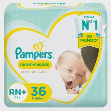Imagem de Fralda pampers premium care recém-nascido rn + com 36 unidades