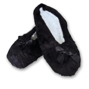 Imagem de Pantufa Feminina Sapato Antiderrapante Laço (Preto, BR, Adulto, Numérico, P, 41)
