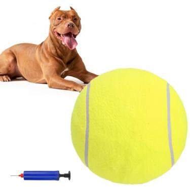 Imagem de SCENEREAL Bola de tênis grande para cães, bolas infláveis de brinquedo de 24 cm para cães grandes, médios e pequenos, bola esportiva interativa divertida para treinamento interno e externo