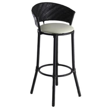 Imagem de Banqueta Alta Charme  Fibra Sintética Preto/Gelo - Panero Móveis