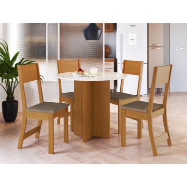 Imagem de Conjunto de Sala de Jantar Mesa e 4 Cadeiras Alice Indekes - Freijo/Off/Tec Cacau