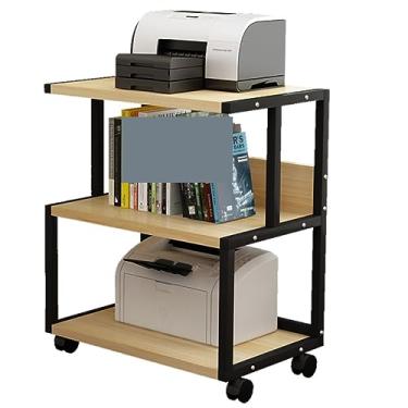 Imagem de Suporte para impressora de mesa, suporte de impressora com rodas, metal, 3 camadas, suporte para máquina de fax, copiadora de escritório, prateleira de scanner, prateleiras de impressora (cor: C) (D