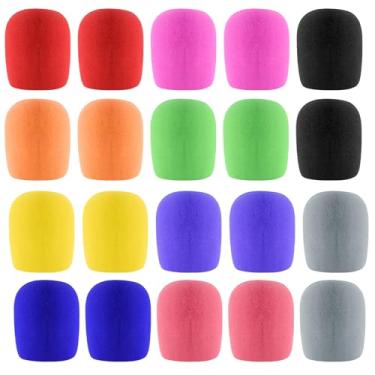 Imagem de Bonsicoky Pacote com 20 capas de microfone de espuma – capa de microfone de espuma grossa reutilizável para a maioria dos microfones de mão – multicolorida