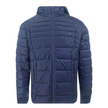 Imagem de Jaqueta Dudalina Masculina Nylon Puffer Hoodie Recortes Azul Marinho-Masculino
