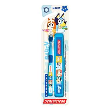 Imagem de Escova Dente Bluey com Estojo Porta Escova Escolar Dentalclean, Azul