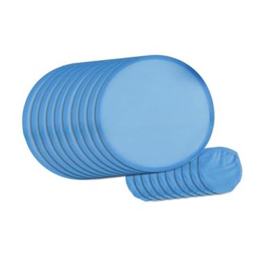 Imagem de YIJU 10 Peças de Ventilador Dobrável Ventilador Redondo Diâmetro 20 Cm Portátil Verão Clássico com Bolsa Disco Voador Portátil Dobrável para Desempenho, Azul