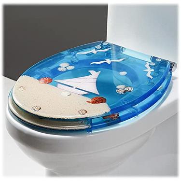 Imagem de CUTPOIY Assento sanitário de liberação rápida, tampa de vaso sanitário resistente, forma oval, assento de vaso sanitário de resina ecologicamente correto, dobradiças ajustáveis para banheiro perfeito