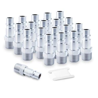 Imagem de GORAGUCHI Plugue de ar industrial de 20 peças, plugue macho NPT de 1/20.3 cm, plugues pneumáticos de alto fluxo de 1/10.2 cm, pressão de trabalho de 300 PSI, encaixe de mangueira do compressor de ar