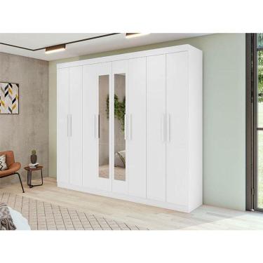 Imagem de Guarda Roupa Casal Ambiente Andara Soft 8 Portas Branco Brilho Com Espelho - Lopas