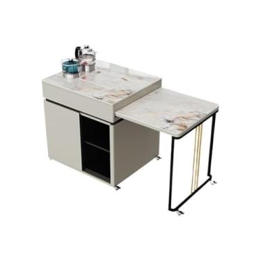 Imagem de Mesa de Chá Carrinho de chá móvel Mesa de chá extensível, compartimento oculto e prateleira de armazenamento, móveis para sala de estar e escritório Mesa Lateral