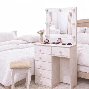 Imagem de Toucador Camarim MDF Branco Compacto Com Espelho e Banquinho - Pentead