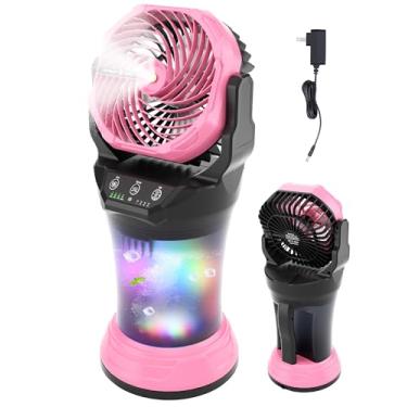 Imagem de TDLOL Ventilador de acampamento operado por bateria portátil para uso externo X65 preto-rosa