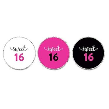 Imagem de Andaz Press Trio de adesivos de gotas de chocolate, preto 16 preto e rosa fúcsia, pacote com 216, serve para lembrancinhas de festa de beijos, decorações de decoração rosa choque, selos de envelope de