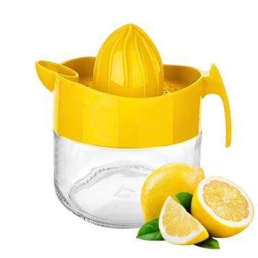 Imagem de Espremedor de limão de vidro, laranja, espremedor manual de uva, espremedor de frutas cítricas pequeno, extrator manual manual com alça e bico de despejo, sem BPA e vidro transparente pesado sem