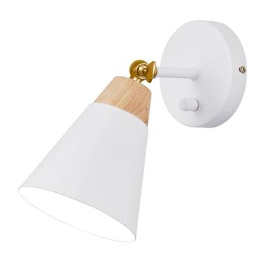 Imagem de phemlec Luminária De Parede Com Cúpula De Metal, Interruptor Liga/Desliga, Luminária De Braço Articulado Para Decoração Interna, Para Quarto, Corredor, Sala De Estar, Leitura, Branca