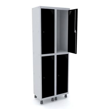 Imagem de Guarda Volume Roupeiro 4 Portas Aço Grp 502/4 Pandin Móveis Cinza/Preto