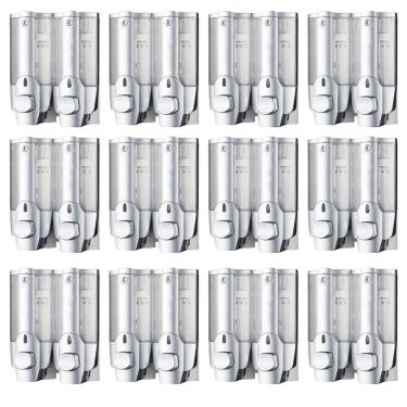 Imagem de Dispenser Duplo Kit 12 Unidades Alcool Gel Sabonete Liquido Shampoo Banheiro Shopping Restaurante